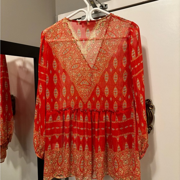 Rose + Olive Semi-Sheer Bohemian Blouse - Picture 3 of 6